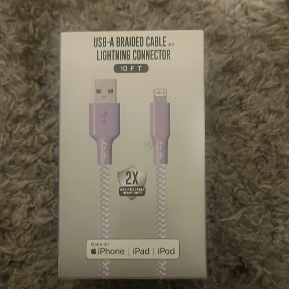 Braided USB-A to Lightning Cable - Purple